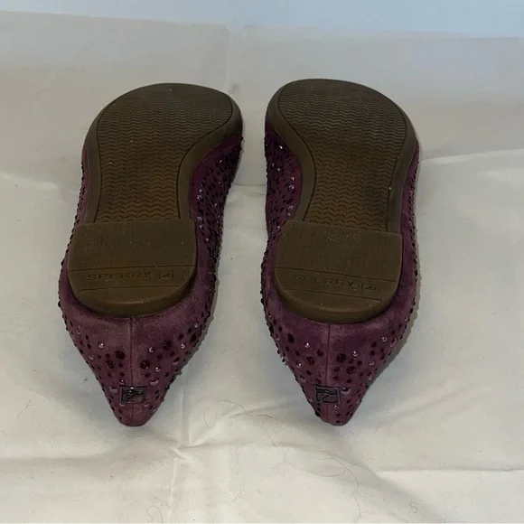 Gently used…Sperry Top Sider EMMA 9M Purple Suede Ballet Flats Shoes SPARKLY! - Picture 4 of 6
